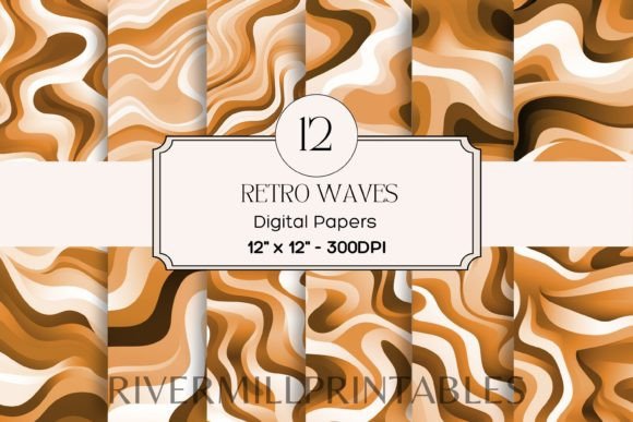 Download Retro Wavy Lines Digital Paper Pack - Paper Collection