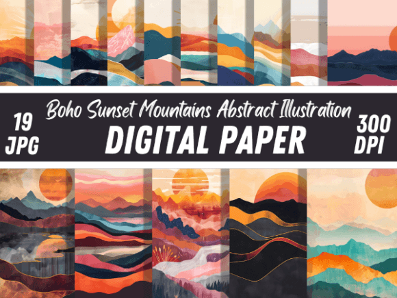Download Boho Sunset Mountains Paper Background - Paper Collection