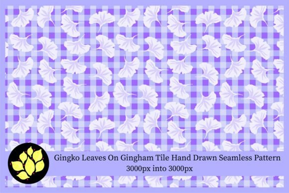 Download Lilac Gingham Ginkgo Leaves Pattern - Premium Bundle
