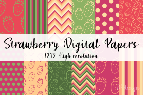 Download Strawberry Digital Papers Set High Res - Paper Collection