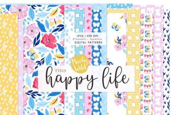 Download This Happy Life Seamless Paper Patterns - Paper Collection