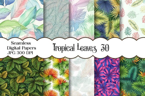 Download Tropical Leaves Pattern Digital Paper - Paper Collection