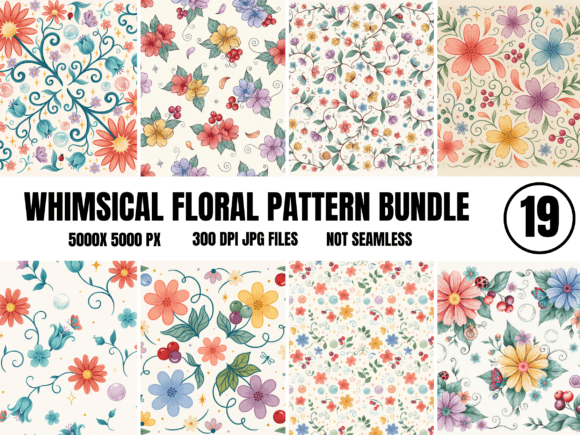 Download Whimsical Floral Digital Paper Bundle | - Paper Collection