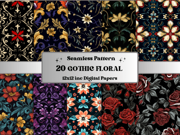 Download Seamless Gothic Flower Pattern Paper - Paper Collection
