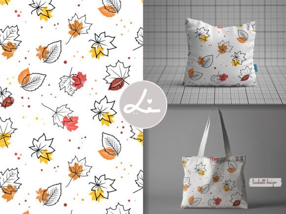 Download Line Art Autumn Leaves Pattern - Premium Bundle