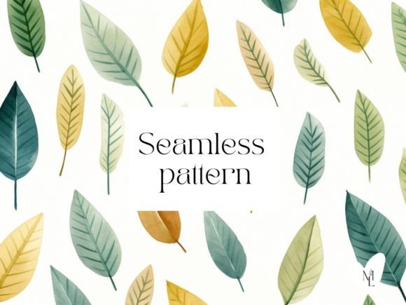 Download Watercolor Leaves Pattern on White - Leaves pattern Collection
