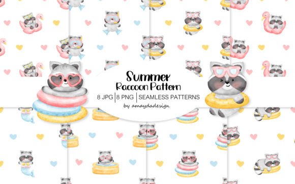 Download Cute Raccoon Patterns and Digital Paper - Paper Collection