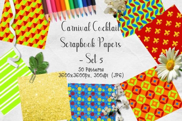 Download Carnival Cocktails Scrapbook Paper Set 5 - Paper Collection