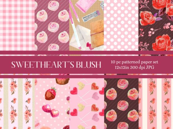 Download Valentine's Repeating Pattern Paper Set - Paper Collection