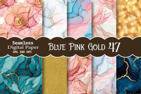 Download Blue Pink Gold Digital Paper - Paper Collection