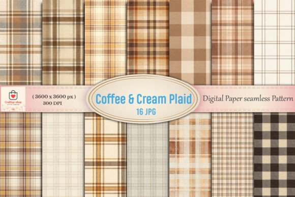 Download Coffee &amp; Cream Plaid Digital Paper - Paper Collection