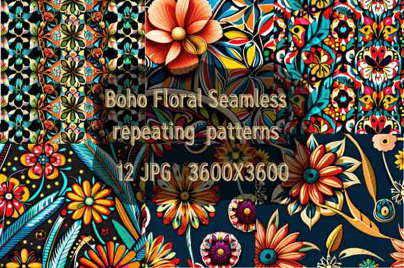 Download Boho Floral Seamless Repeating Patterns - Seamless repeating patterns Collection
