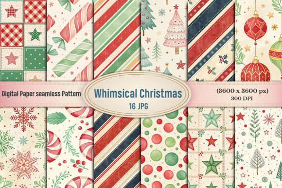 Download Whimsical Christmas Digital Paper Bundle - Paper Collection
