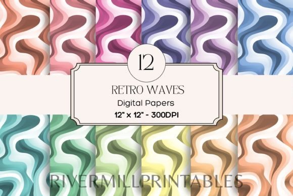 Download Retro Wavy Lines Digital Paper Pack - Paper Collection