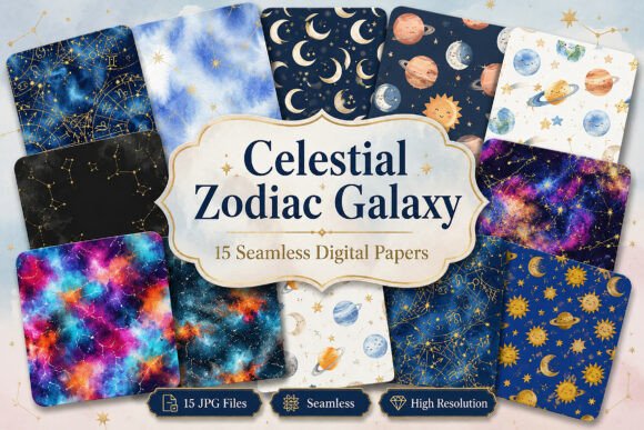 Download Celestial Zodiac Galaxy Seamless Paper - Paper Collection