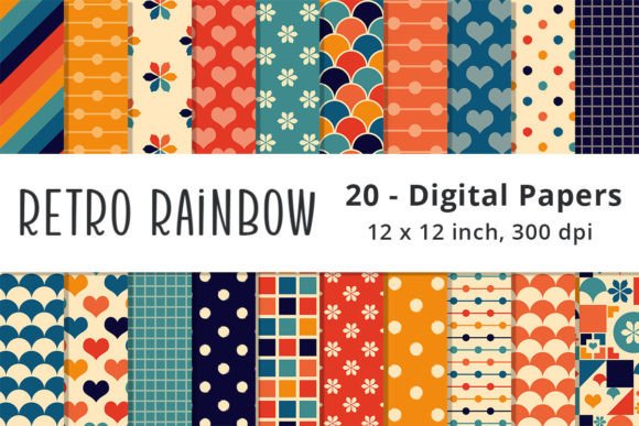 Download Retro Rainbow Color Scrapbooking Papers - Paper Collection