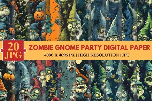 Download Zombie Gnome Party Digital Paper - Paper Collection