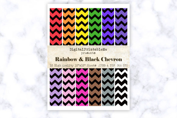Download Black Rainbow Chevron Zigzag Paper 12" - Paper Collection