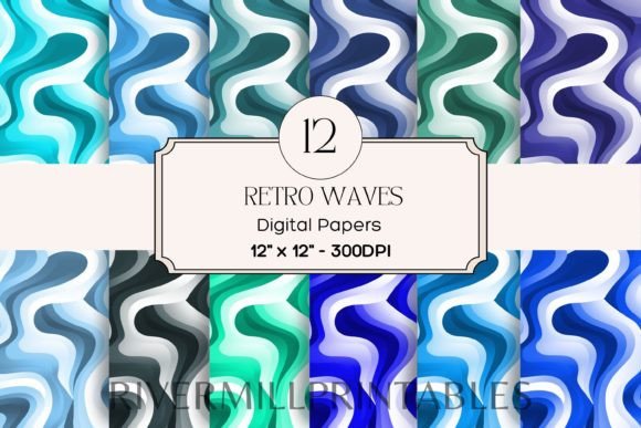 Download Retro Wavy Lines Digital Paper Pack - Paper Collection