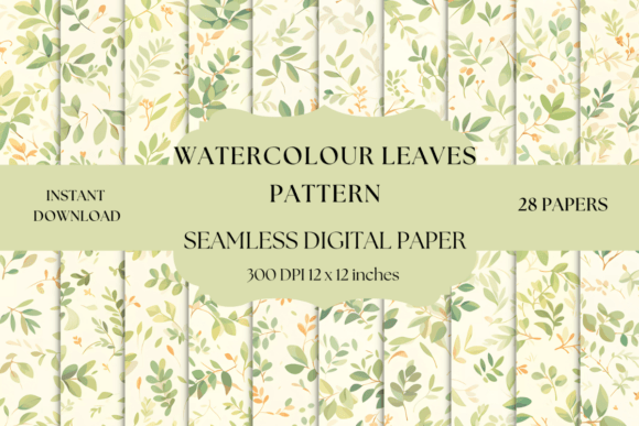 Download Watercolour Leaves Pattern Digital Paper - Paper Collection