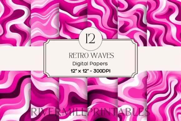 Download Retro Wavy Lines Digital Paper Pack - Paper Collection