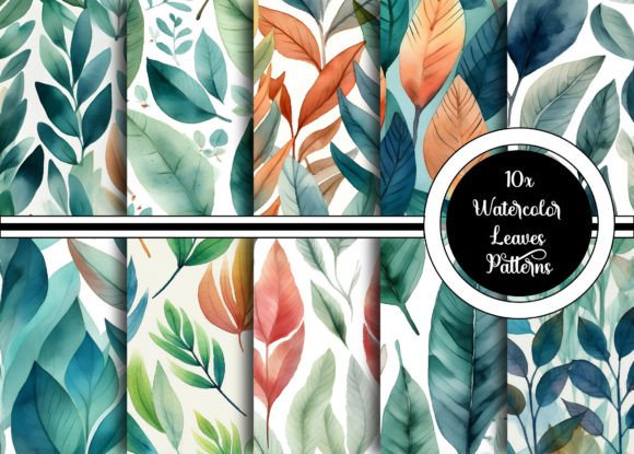 Download Watercolor Leaves Pattern Collection - Leaves pattern Collection