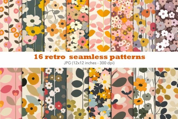 Download Retro Flower Pattern Floral Paper Set - Paper Collection