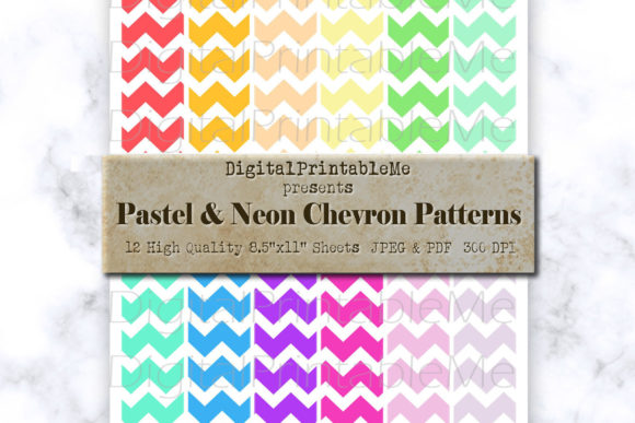 Download Multicolor Chevron Digital Paper, Neon W - Paper Collection