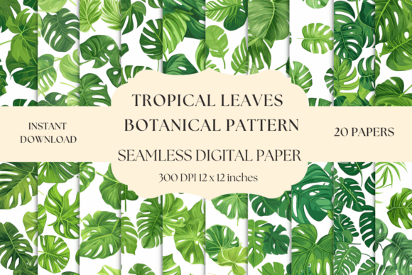 Download Monstera Leaves Pattern Digital Paper - Paper Collection
