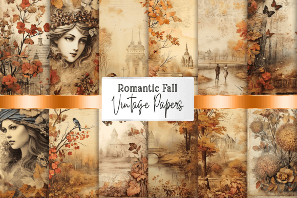 Download Vintage Autumn Scrapbooking Papers, Junk - Paper Collection