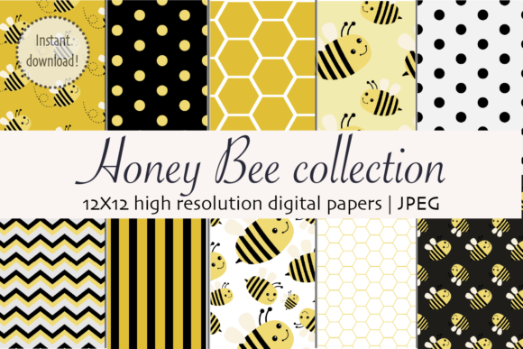 Download Honey Bee Digital Papers Set High Res - Paper Collection
