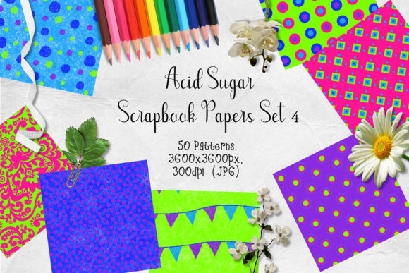 Download Acid Sugar Scrapbook Paper Set 4 - Paper Collection