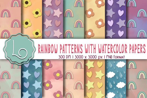 Download Rainbow Patterns with Watercolor Papers - Paper Collection
