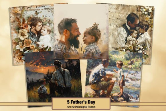 Download Vintage Fathers Day Digital Paper Pack 5 - Paper Collection