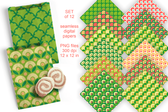 Download Retro Flower Seamless Paper Set of 12 - Paper Collection