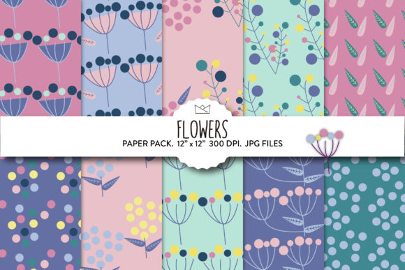 Download Minimal Flowers Digital Paper, Flowers - Paper Collection
