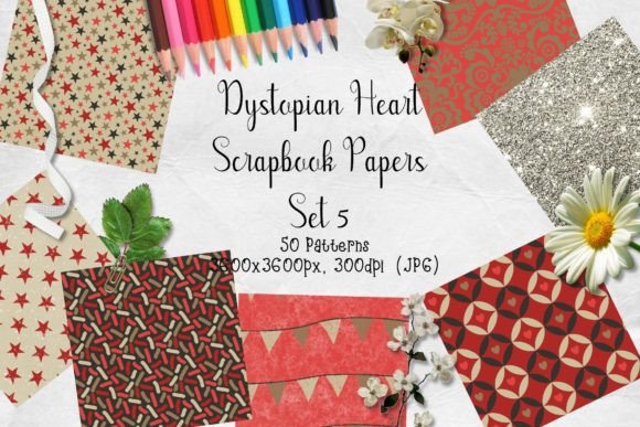Download Dystopian Heart Scrapbook Paper Set 5 - Paper Collection
