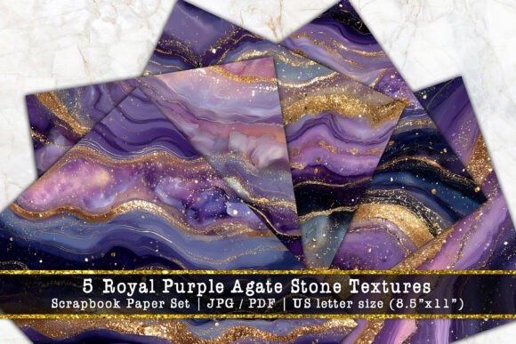 Download Royal Purple Agate Scrapbook Paper Set - Paper Collection