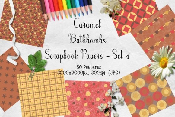 Download Caramel Bathbombs Scrapbook Paper Set 4 - Paper Collection