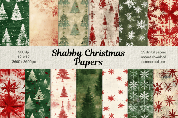 Download Retro Christmas Scrapbooking Papers Set - Paper Collection