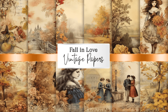 Download Vintage Fall Scrapbooking Papers - Paper Collection